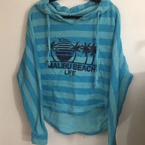 NWOT striped high low hoodie